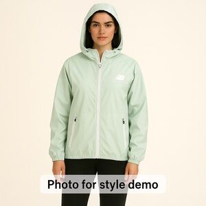 New Balance Windbreaker Jacket Mint Green XL Hooded Zip Up NWT